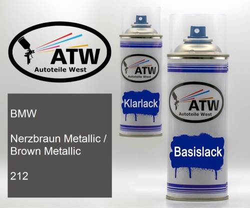 BMW, Nerzbraun Metallic / Brown Metallic, 212: 400ml Sprühdose + 400ml Klarlack - Set, von ATW Autoteile West.